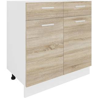 Esilo underskab køkken 80 cm 2 låger, 1 skuffe hvid, eg dekor.