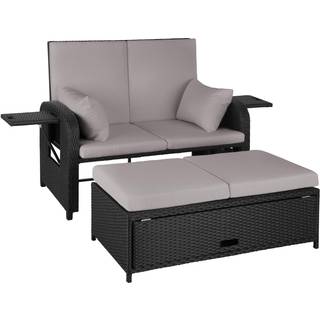Polyrattan havesofa Kreta med overtræk - sort/grå