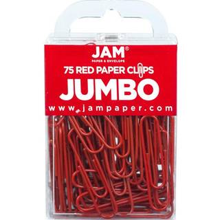 Jampapir farverige jumbo -papirklip - Stor 2 tommer - Red Paperclips - 75/Pack