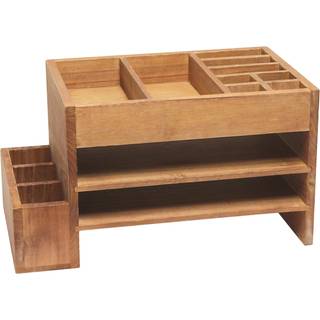 Elegant designs hjemmekontor Niveauet skrivebordsarrangør med opbevaringskubbier og brevbakke naturligt træ