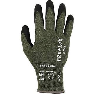 Ergodyne Proflex 7042 Skåret resistente arbejdshandsker Ansi A4 Kontaktvarmebestandig Sandy Nitrile Coated Palms 18G Aramid Green 2x-Large USA