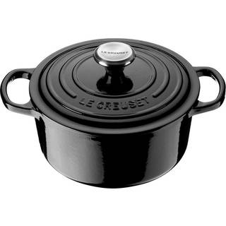 Le Creuset støbejernsgryde 24 cm signature blank sort