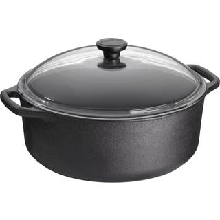 Skeppshult Bräter rund 28 cm / 5,5 L - Gusseisen mit Glasdeckel - Schwarz