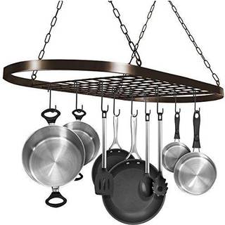 Sorbus Pot and Pan Rack til loft 31 """" med 10 s kroge - Dekorativ oval monteret opbevaringsstativ - Arrang?r af flere form?l Fantastisk til hjemm