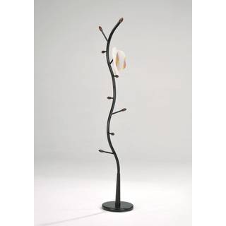 1 x Black Metal Walnut Wood Hall Tree Coat Hat Rack