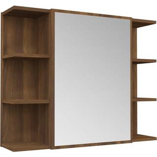 Badeværelsesskab Med Spejl 80X20,5X64 Cm Konstrueret Træ - Brun eg