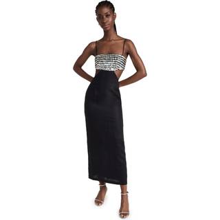 Staud Jada embellished linen maxi dress - black - XL