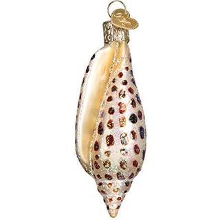 Old World Christmas Beach Glass blæst ornamenter til juletræ Junonia shell tan/brun/hvid/guld