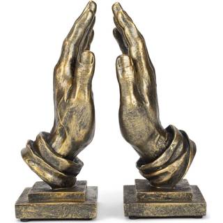 Detaljeret venstre og h?jre bedende h?nder 9 tommer gr? harpiks stenbookends
