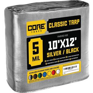 CORE TARPS KLASSIK 5 MIL TARP DÆKNING Vandtæt UV -resistent rip og tåre Proof Poly Tarpaulin med forstærkede kanter til tagcamping Patio Pool Cov