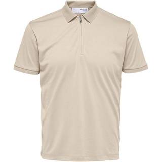 Selected Fave Zip Polo SS Oatmeal