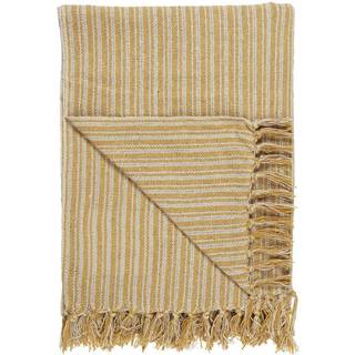 Plaid creme med gult stribemønster