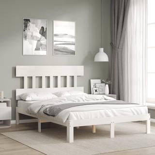 sengeramme uden madras 140x190 cm massivt fyrretræ hvid