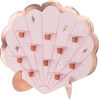 10 stk. Pink papirskulptur havskal med holdere, mål 43x38 cm