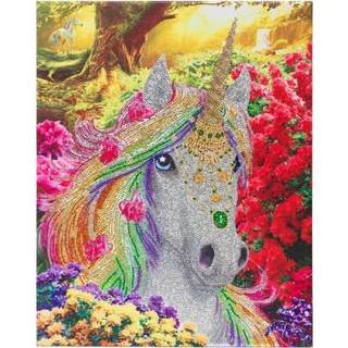 Crystal Art Unicorn Forest Pre-Montered D.I.Y. 5d diamantmaleri Håndværk Kit Rainbow Jewels på strakt lærredtramme stor 40x50 cm (16x20 in.)