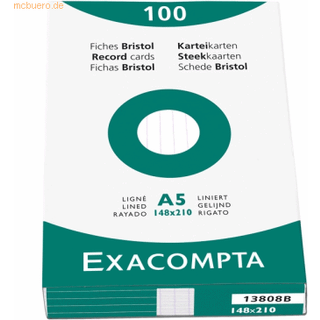 Exacompta A5 kartotekskort 14,8x21cm hvid 100stk