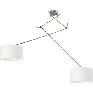 Stål pendellampe med skærm 35 cm hvid justerbar 2-lys - Blitz
