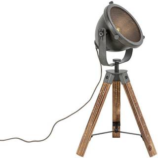 Industriel bordlampe tripod stål med træ vippebar - Emado