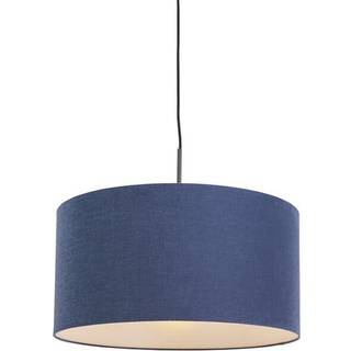 Moderne hængelampe sort med antikblå skærm 50 cm - Combi 1