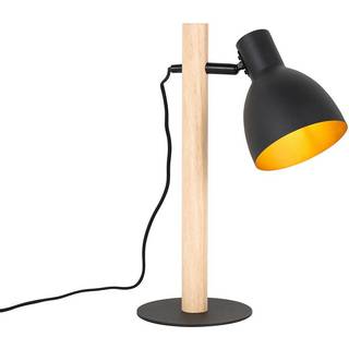 Rustik bordlampe sort med træ - Flint