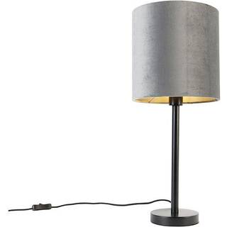 Moderne bordlampe sort med grå skærm 25 cm - Simplo