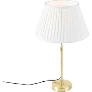 Bordlampe guld/messing med plisseret skærm creme 35 cm - Parte