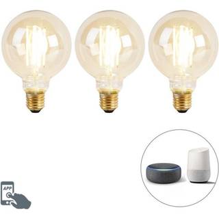 Sæt med 3 smarte E27 dæmp til at varme LED-lamper G95 goldline 7W 806 lm 1800K - 3000K
