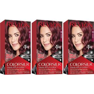 Revlon Colorsilk permanent hårfarve 48 burgunder, 4,4 oz - ammoniakfri med keratin og aminosyrer, 100% dækkende gråt hår, 3D farvegel