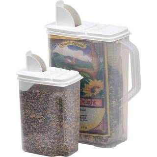 Buddeez Pet Food Storage Containere - 2 t?ller fuglfr? dispenser med h?ld stramme l?g og lette h?ldningstud 8 qt og 3,5 qt fuglefr? opbevaring ti