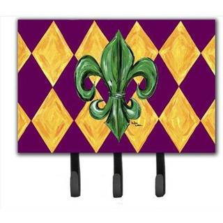 """" Caroline's Treasures 8133th68 Mardi Gras Fleur de Lis Purple Green and Gold Leash eller Key Holder Large Multicolor """"