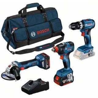 Bosch Professional Elværktøjssæt GSB 18V-45+GDX 18V-200+GWS 18V-7 med to batterier, lader og taske