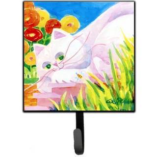 """" Caroline's Treasures 6102SH4 White Cat Leash Holder eller Key Hook Small Multicolor """"