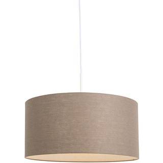 Rustik pendellampe hvid med brun skærm 50 cm - Combi 1