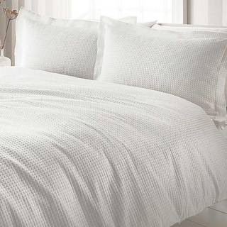 Yard Yard White Waffle Textured 100% Cotton Duvet Cover Set