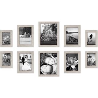 AmericanFlat 10 stykker Driftwood Picture Frames Collage Wall Decor - Gallery Wall Frame Set med to 8x10 fire 5x7 og fire 4x6 rammer knust resist