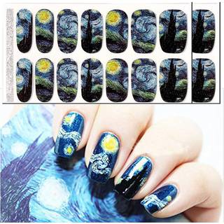3d Van Goghs Starry Night Fullnail Stickers Fuld negle Starry Sky Art Gel Neglelakklisterm?rkater Skimmery glittery langvarig let at anvende og f