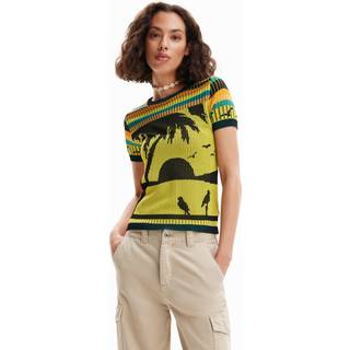 Desigual Yellow Viscose Women Sweater