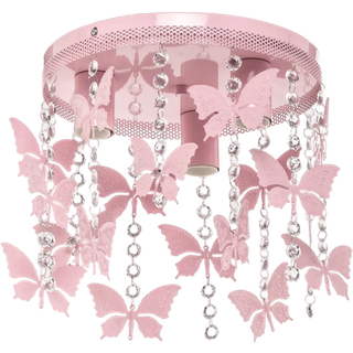Loftlampe Angelica i pink med sommerfugle