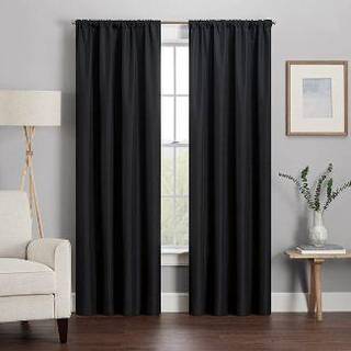 Eclipse Kendall Modern Blackout Thermal Rod Pocket Window Curtain til sovev?relse eller stue (1 panel) 42 x 95 kul