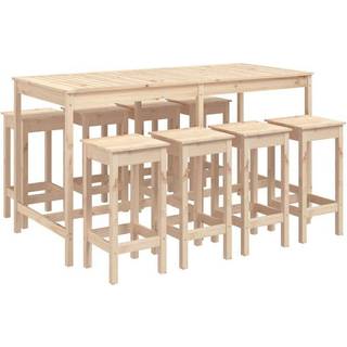 Barsæt Til Haven 9 Dele Massivt Fyrretræ - Naturfarvet