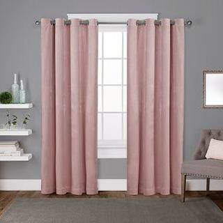 Eksklusive hjemmegardiner EH8194-07 2-84G Velvet Tungv?gt Grommet Top Curtain Panel Pair 54x84 Blush 2 Piece