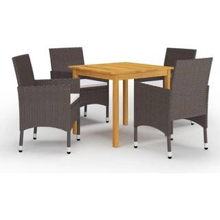 Spisebordssæt Til Haven Med Hynder 5 Dele - 4 / Brun / 85 cm bordlængde
