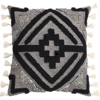 Furn furn. Black Kalai Geometric Tufted Woven Cotton Cushion