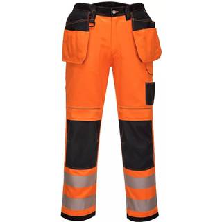 PW3 Hi-Vis bukser m/hængelommer - Orange/Sort (Størrelse: 34)