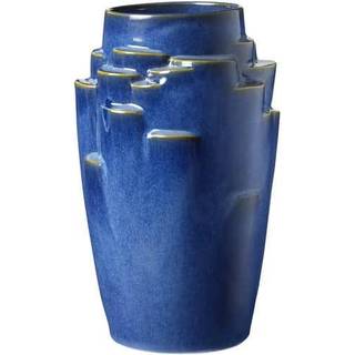 KNABSTRUP Keramik plateau vase 17 cm - mørke blå