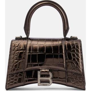 Balenciaga Hourglass XS croc-effect leather tote bag - metallic - One Size