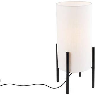 Moderne bordlampe sort med hørhvid skærm - Rich