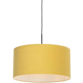 Moderne pendellampe sort med skærm 50 cm gul - Combi 1