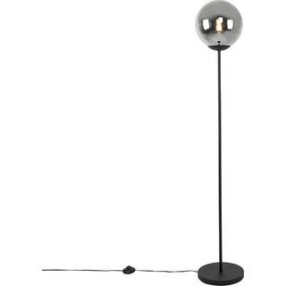 Art Deco gulvlampe sort med røgglas - Pallon Mezzi
