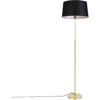 Gulvlampe guld/messing med sort linnedskærm 45 cm - Parte